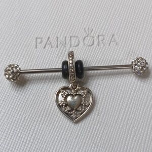 Pandora Vintage Stirling Silver Clear CZs "My Wife Always" Dangle Charm